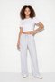Women's Ice White Trousers with Pocket Detail and Elastic Waist Tie - 2