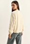 Women's Embossed Floral Embroidered Lined Zippered Seasonal Chiffon Cream Jacket - 7