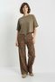 Women's Vintage Pattern High Waist Denim Khaki Trousers - 7