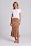 Midi Length Patchwork Suede Skirt