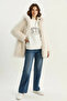 Women's Double Button Detailed Hooded Lined Tibetan Bone Coat - 2