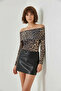 Women's Madonna Collar Patterned Leopard Blouse - 4