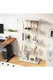 Glass Display Cabinet with 4 Shelves, 164 x 80.5 x 36.5 cm Glass Display Cabinet with 2 Doors and Lock, Display Cases for Collection, Transparent Standing Glass Cabinet for Living Room, White - 7