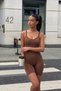 Women's Firming Brown Casual Flexible Bodysuit - 2
