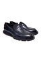 Black Color Laceless Genuine Leather Men's Shoes