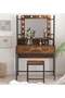 Dressing Table Vanity Style with Lighted Mirror Brown