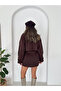 Women's Bitter Brown Lined Premium Fabric Trench Coat - 2