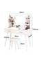 Dressing Table with Cushioned Stool, Makeup Vanity Desk with Shelf and Lighted Mirror, White Dresser Stool Set with Mirror and Drawers for Bedroom Dressing Room - 2