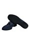Dark Blue Color Laceless Genuine Leather Men's Shoes - 3