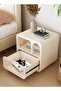 Multipurpose Use Rounded Corner Nightstand Creative Bedside Table Smooth Handle Design Side Table and Display Shelf for Living Room Bedroom 50 x 35 x 55 cm (Fully Assembled) - 3