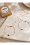 Adjustable Gold & Silver Evil Eye Beaded Anklet Set with Drawstring - Does Not Tarnish - 5