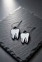 White Tooth Shaped Enamel Women's Earrings Double Piece Handmade Earrings - 3