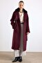 Oversize Detachable Fur Low-Sleeve Coat Mürdüm 3178 - 2