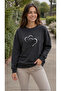 Women's Double Heart Printed Round Neck Long Sleeve Sweatshirt