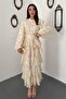 Beige Striped Long Dress