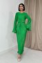Green Spanish Sleeve Pleated Dress