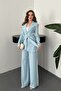 Blue Belted Jacket and Trousers Set - 2
