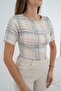 Ecru Striped and Buttoned Blouse - 2