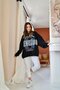 Black Text Printed Oversize Sweatshirt - 3