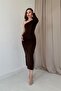 Brown Drawstring Single Sleeve Dress