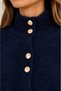 Women's Khaki Stand Collar Button Detailed Soft Textured Plush Knitwear Long Cardigan/Tunic - 4