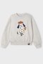 Girl's Embroidered Crew Neck Sweatshirt Cream