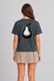 Linol Print Pear Design T-Shirt - Smoked - 3