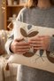 Tomurcuk |   Botanical Branch and Leaf Motif Punch Embroidered Tasseled Cotton Throw Pillow Cover 35X55 cm - 4