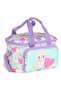 Kids Heart-Shaped Plush Bear Patterned Two-Compartment Lunchbox for Girls - Purple/Green