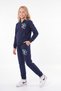 2-Piece Girls' Printed Zippered Hooded Double Pocket Tracksuit Set - 2