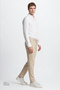 Men's Beige 360 All-Direction Stretch Slim Fit Diagonal Patterned Flexible Casual Trousers with Side Pockets - 4