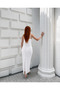 Women's White Deep V-Neck Rope Strap Lace Maxi Dress Elt7252 - 5