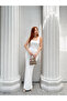 Women's White Detachable Corset Detailed Back Slit Maxi Dress Dcf204 - 3