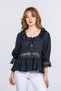 Women's Summer Black Lace Collar Ruffle and Waist Tulle Lace Detailed Blouse Shirt 70073 - 5