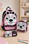 9091 3-Piece Primary School Backpack, Lunchbox and Pen Holder Set with Cute Animal Figures