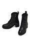 Women's Black Zippered Thick Heeled Leather Boots Wf410020Dv - 6