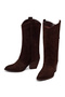 Women's Brown Thick Heeled Suede Leather Boots Wf190066Ds - 5