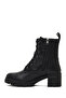 Women's Black Zippered Thick Heeled Leather Boots Wf410020Dv - 4