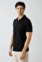 Regular Fit 100% Cotton Zippered Polo Collar T-Shirt - 2