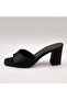Sofia Black Satin Heeled Slippers - 3