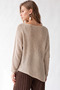 7048 Women's Thin Seasonal Asymmetrical Bat Sleeve Boat Neck Knitwear Sweater Stone - 6