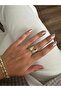Gold Color Stone V Ring - 4