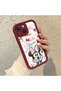 iPhone 14 Plus Compatible Case Camera Protector Minnie Pattern Claret Red Loving Couple Silicone Phone Case - 2