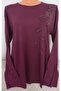 Er Clothing Summer Combed Cotton Blouse Long-Sleeve O-Neck Claretred - 6