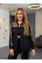 Women's Long Sleeve Front Zipper Pulpayet Detailed Blouse and Pants Two-Piece Set - 4