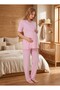New Season Powder Double-Breasted Easy Breastfeeding Design Short Sleeve 100% Cotton Maternity Pajama Set - 7