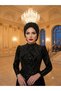 Black Pearl Detailed Ready-Made Evening Dress Turban - 3