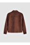 Ozmarka New Season Brown Regular Fit Shirt Collar Men's Suede Coat - 8