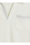 Ecru Polo Neck Women's T-Shirt - 7