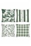 Set of 4 Cushion Covers with Green Flowers and Horses Pattern - 3
